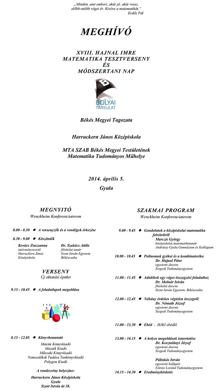 Meghívó, Program